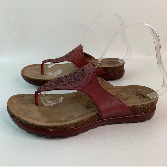Dansko Burgundy T Strap Thong Comfort Sandal sz 37 - Picture 8 of 11